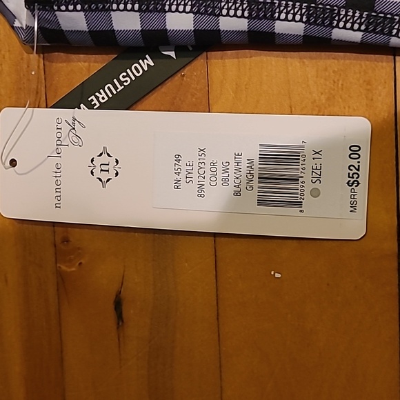 Nanette Lepore Play black and white gingham compression tank. - Picture 4 of 7